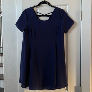 Lush Short Sleeve Mini Navy Dress